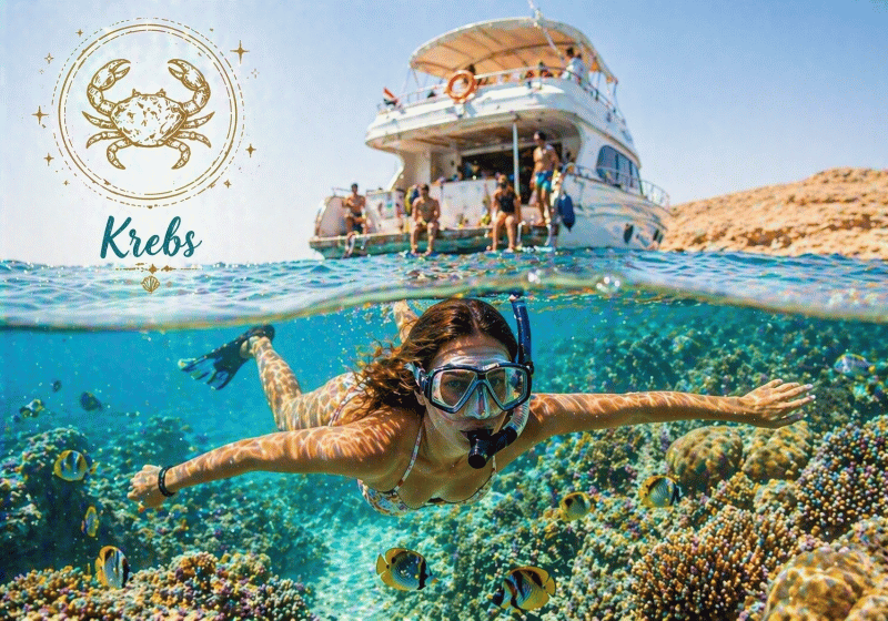 Laut Urlaubshoroskop ist eine Bootstour mit Schnorcheln im Roten Meer der perfekte Ägypten Ausflug für das Sternzeichen Krebs