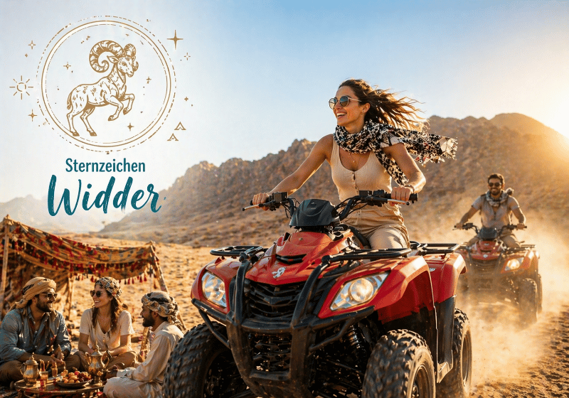 Laut Urlaubshoroskop ist eine Wüstensafari mit dem Quad der perfekte Ägypten Ausflug für das Sternzeichen Widder