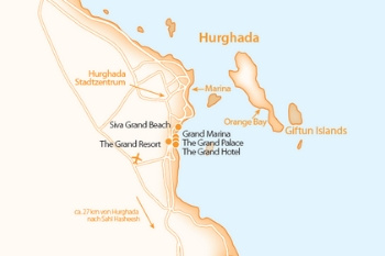 Karte von den Red Sea Hotels in Hurghada