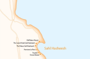 Karte von den Red Sea Hotels in Sahl Hasheesh